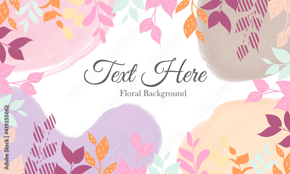 Colorful floral background with flat leaves 