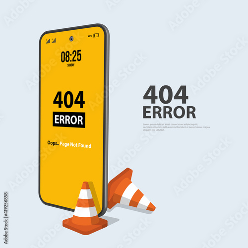 Flat error 404 sign layout vector design. Website 404 page creative concept. The page you requested could not be found.