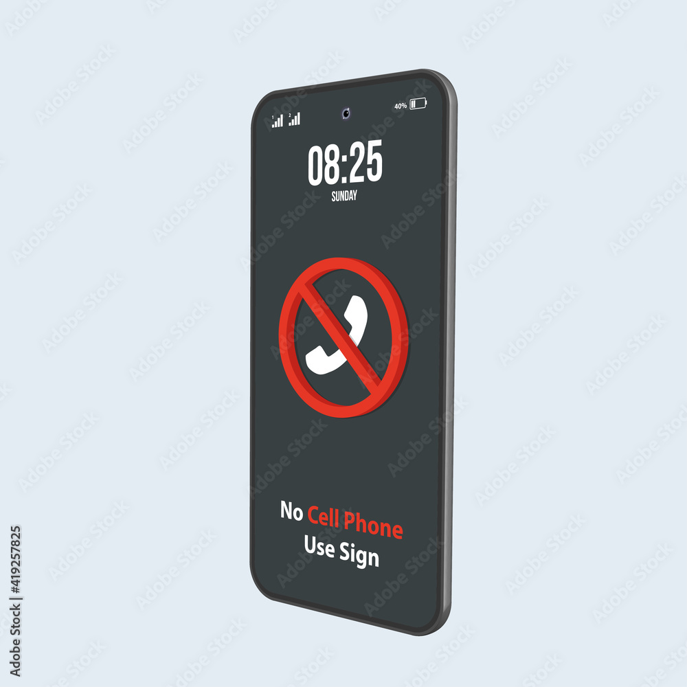 Phone using is prohibited sign. No mobile phone. Turn off your phone. Vector illustration, flat design, cartoon style. Isolated on white background.
Phone using is prohibited sign. No mobile phone. Turn off your phone. Vector illustration, flat design, cartoon style. Isolated on white background.