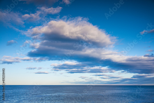 USA, Maine Cape Elizabeth. Clouds over Casco Bay.