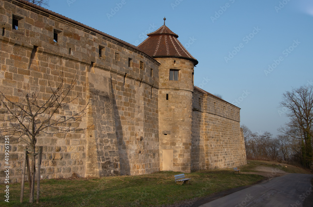 Bamberg, Germany, 20.02.2021. Exterior view of the Altenburg Castle near the historic Franconian town of Bamberg