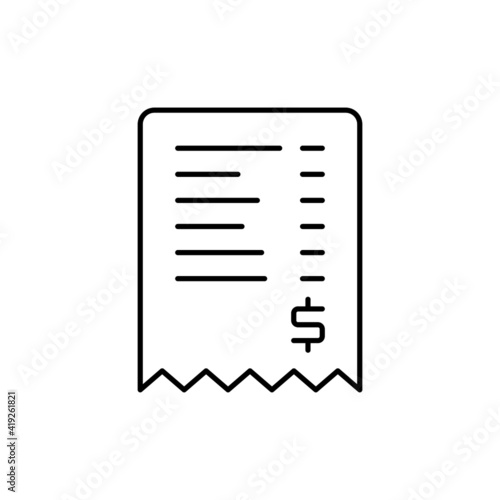 Bill icon in flat black line style, isolated on white background © arum