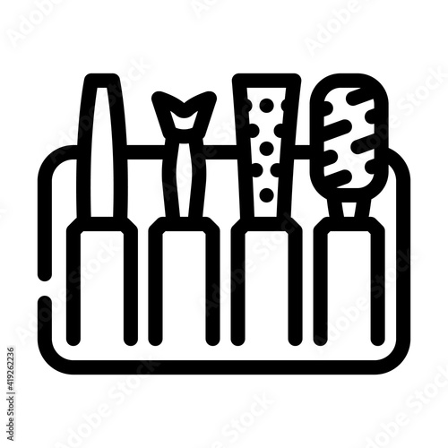 set with callus remover accessories line icon vector illustration