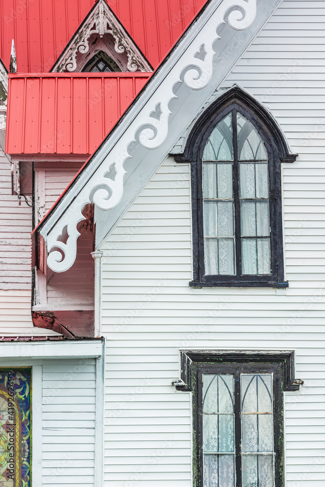 Obraz premium USA, Maine, Robbinston. Ornate building detail.