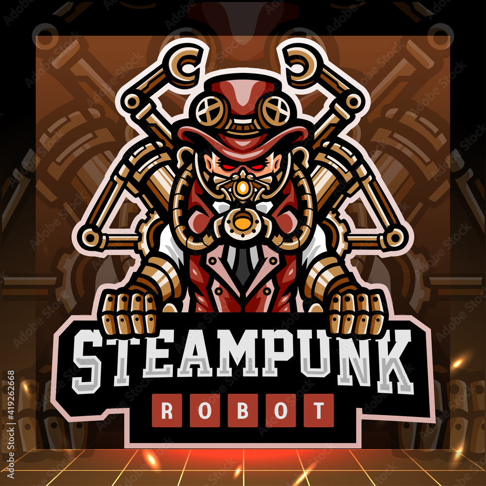 Steampunk robot mascot. esport logo design Steampunk robot mascot. esport logo design
