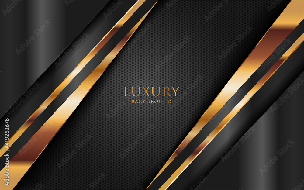 Luxury Dark Grey and Golden Lines with Overlap Textured Background Design. Elegant Modern Background Design.