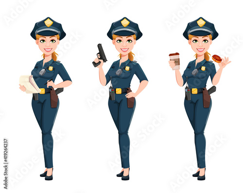 Police woman in uniform. Female police officer