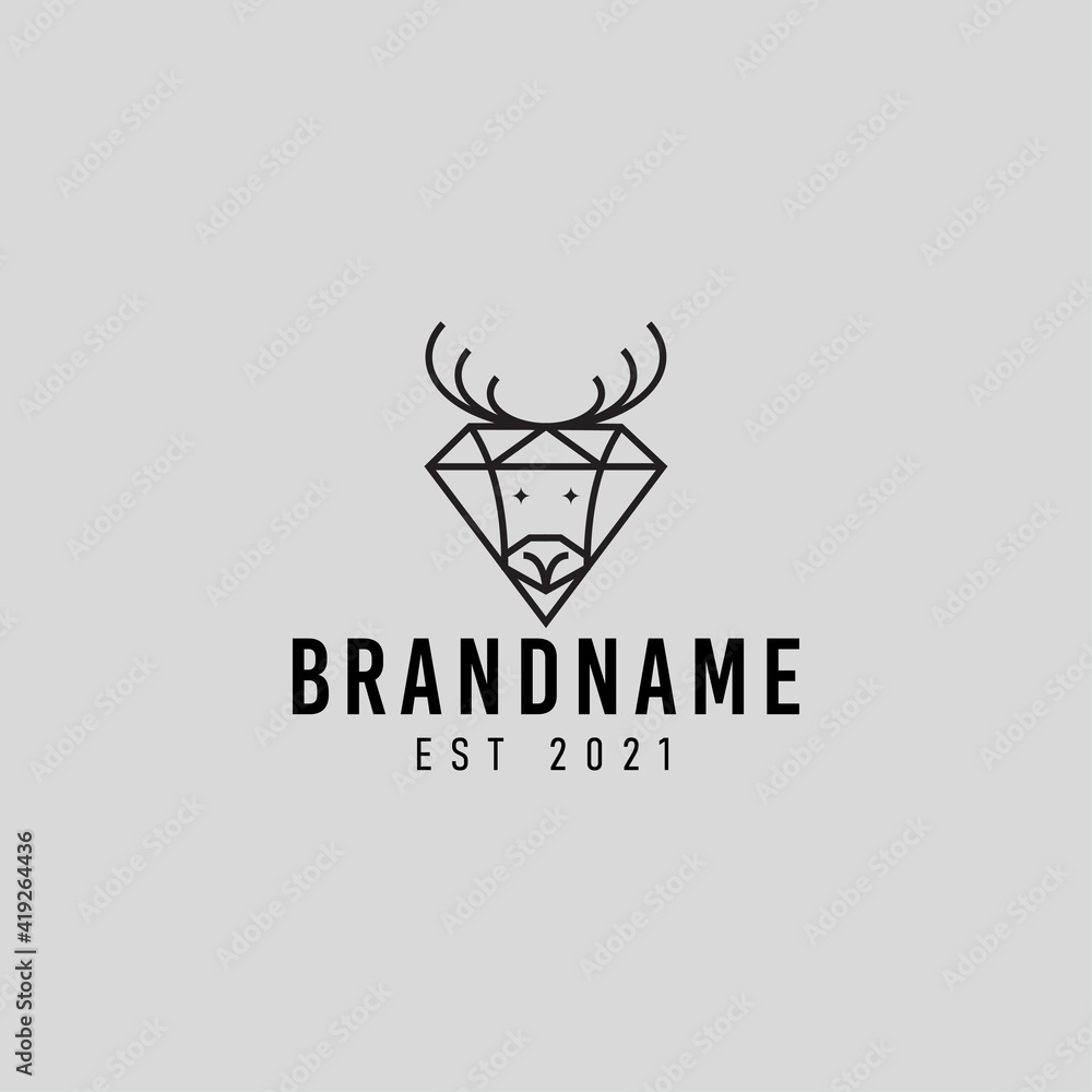 diamond icon with head of deer icon logo design illustration diamond icon with head of deer icon logo design illustration