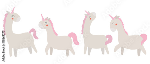 Cute unicorn set isolated on white background for scrapbooking  planner stickers  posters