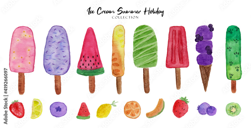 Ice Cream Summer Watercolor Ice Cream Summer Watercolor