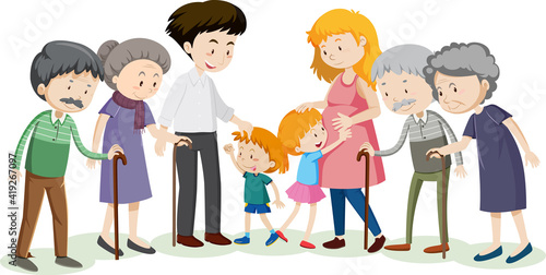 Member of family cartoon character on white background