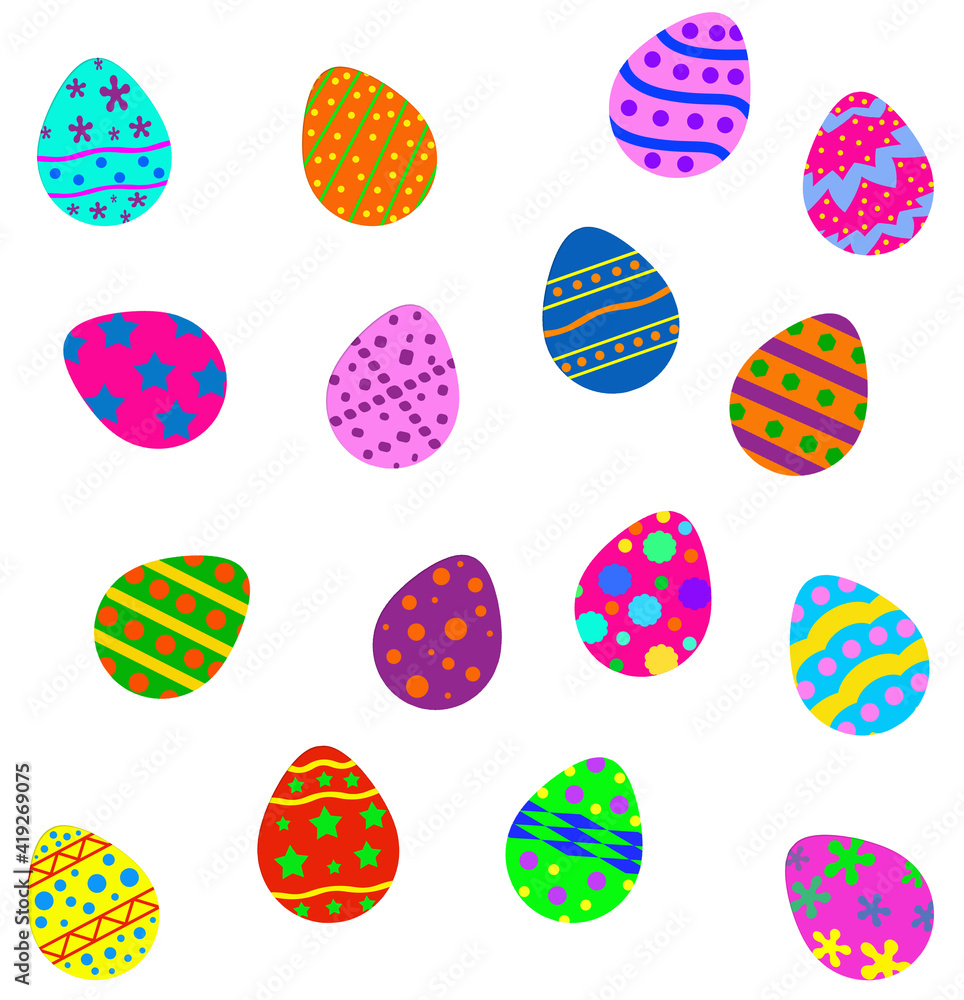 Colorful painted easter eggs isolated on a white background Colorful painted easter eggs isolated on a white background