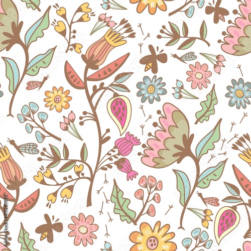 Beautiful floral seamless pattern in fresh color palette. Bright illustration  can be used for creating card  invitation card for wedding wallpaper and textile. 