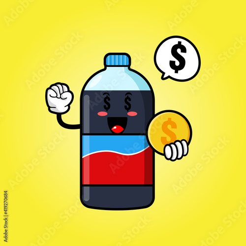cute carbonated bottle cartoon mascot character