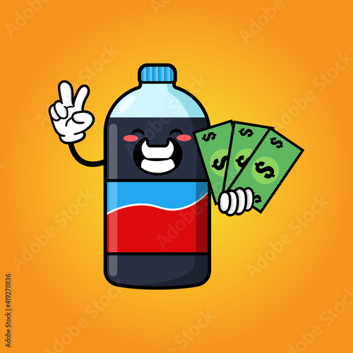 cute carbonated bottle  cartoon mascot character funny expression