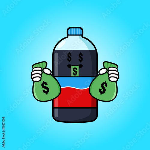 cute carbonated bottle  cartoon mascot character funny expression