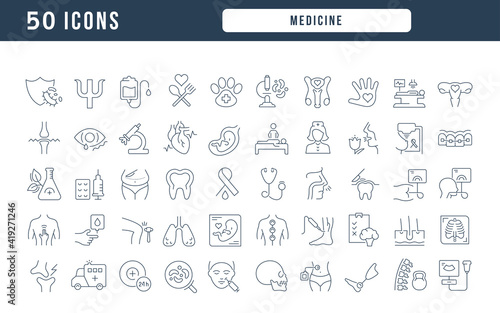 Set of linear icons of Medicine