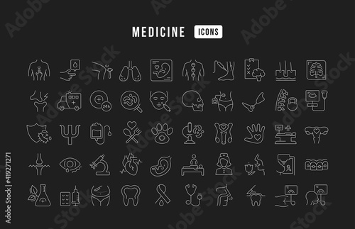 Set of linear icons of Medicine