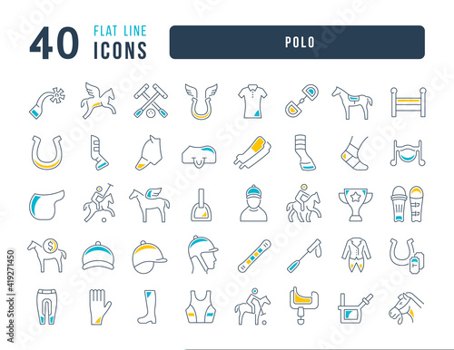 Set of linear icons of Polo