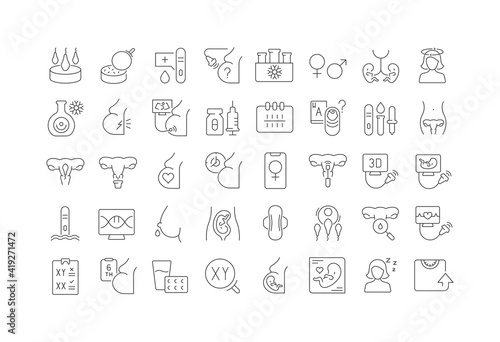 Set of linear icons of Pregnancy