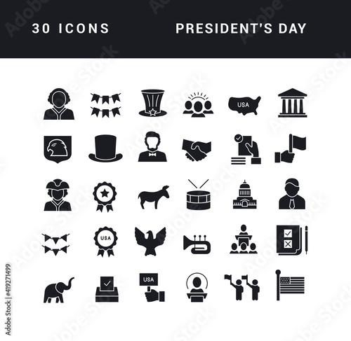 Set of simple icons of Presidents Day