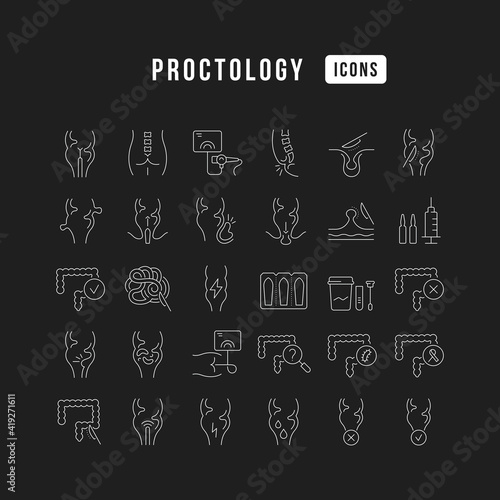 Set of linear icons of Proctology