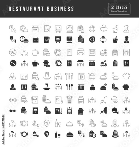 Set of simple icons of Restaurant Business