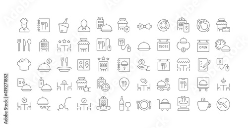 Set of linear icons of Restaurant Business