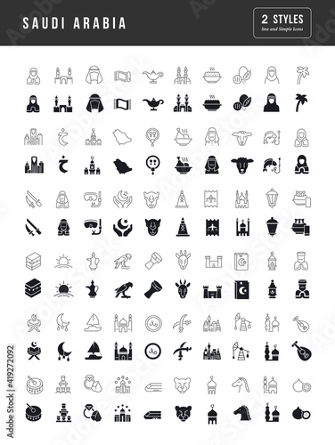 Set of simple icons of Saudi Arabia
