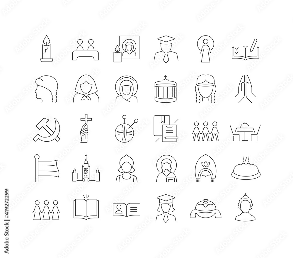 Set of linear icons of Tatiana Day Set of linear icons of Tatiana Day