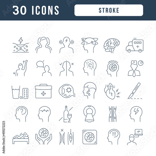 Set of linear icons of Stroke