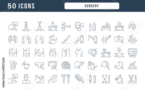 Set of linear icons of Surgery