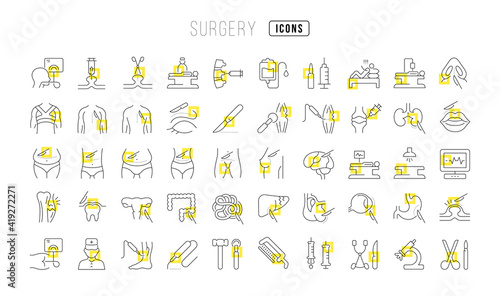 Set of linear icons of Surgery
