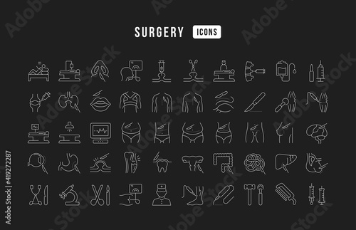 Set of linear icons of Surgery