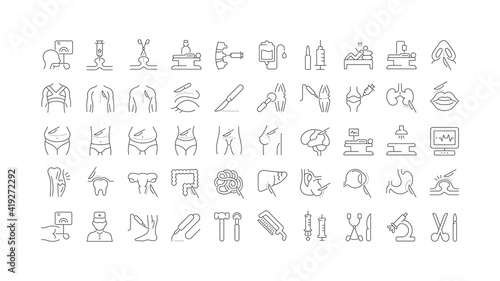Set of linear icons of Surgery