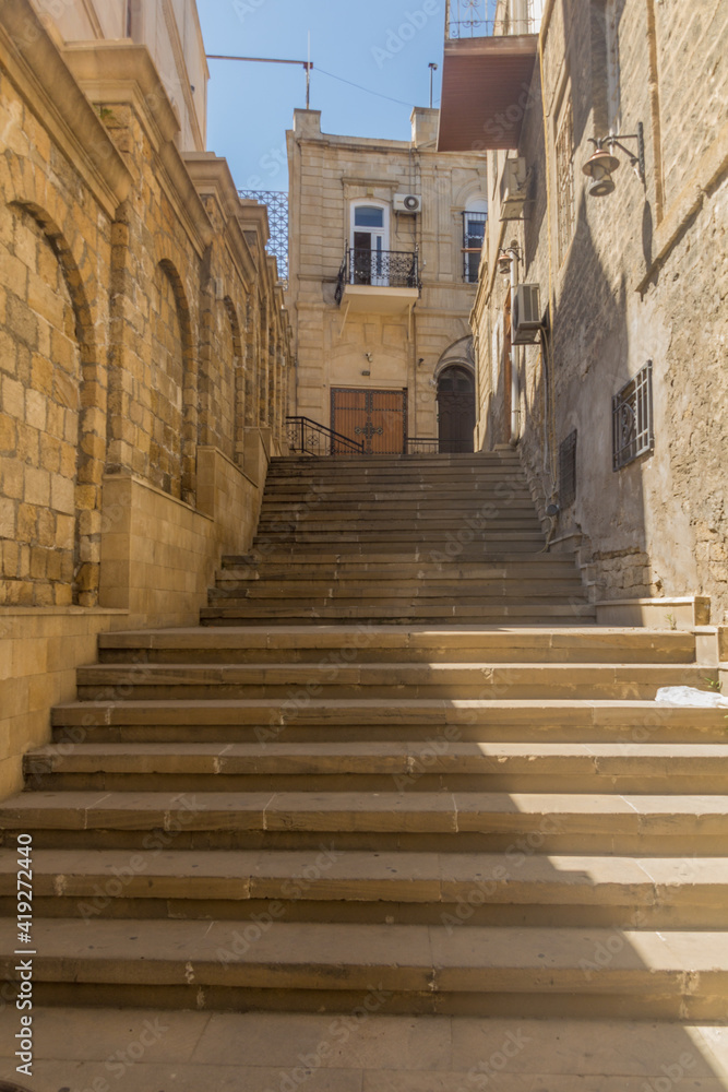 Stairway in the old town of Baku, Azerbaijan