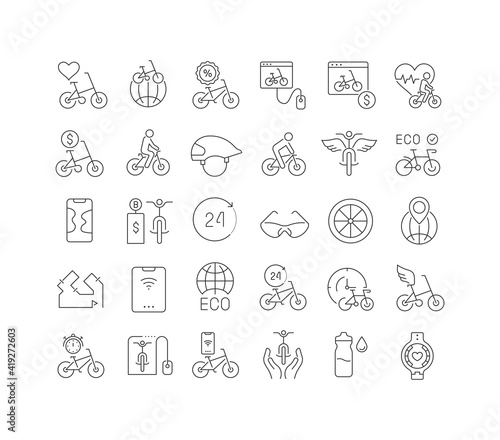 Vector Line Icons of World Bicycle Day