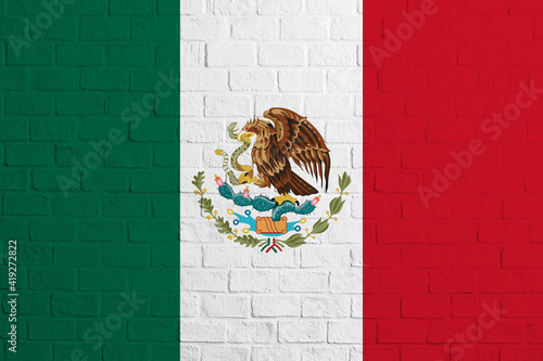 Flag of Mexico. Brick wall texture of the flag of Mexico photo