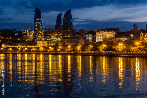 Evening view of Baku skyline  Azerbaijan