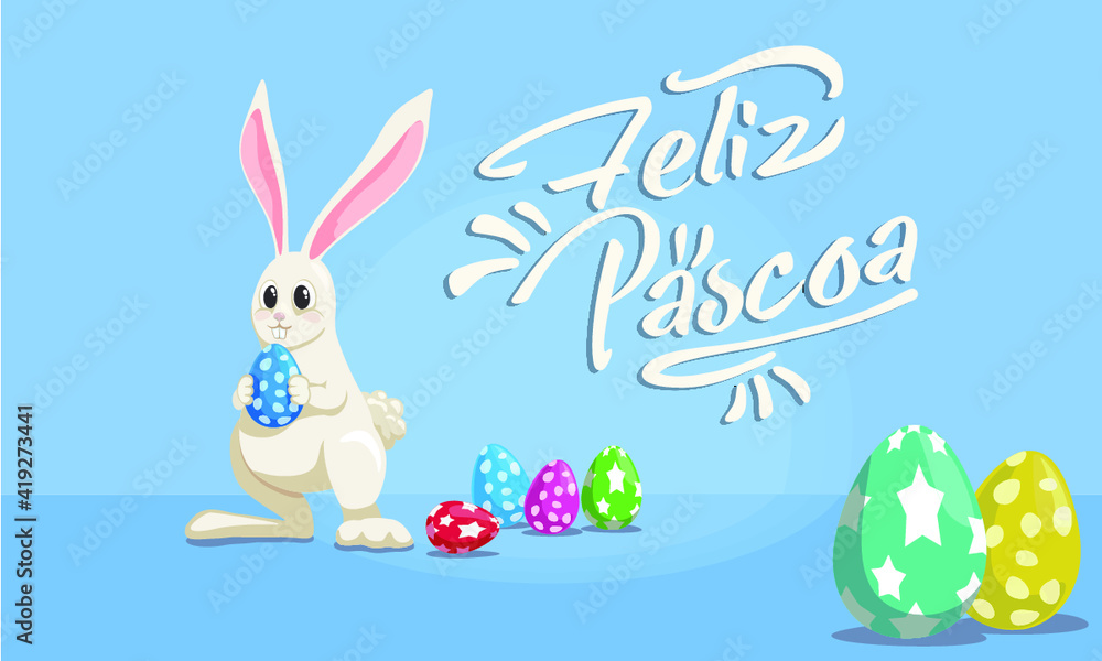 Coelhinho da Páscoa, Ovos de Chocolate Coloridos, Feliz Páscoa