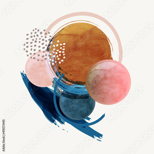 Abstract vector modern background with watercolor round shapes