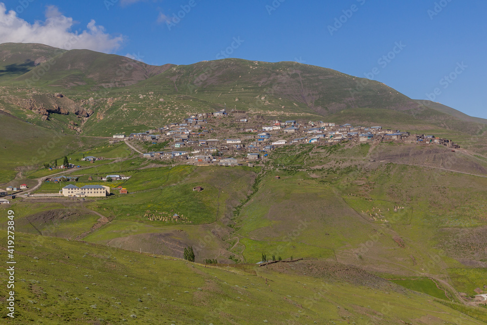 Fototapeta premium Meadows around Xinaliq (Khinalug) village, Azerbaijan
