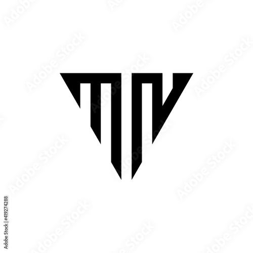 Initial MN with a triangle shape. logo design template