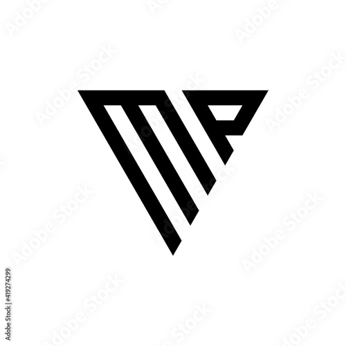 Initial MP with a triangle shape. logo design template