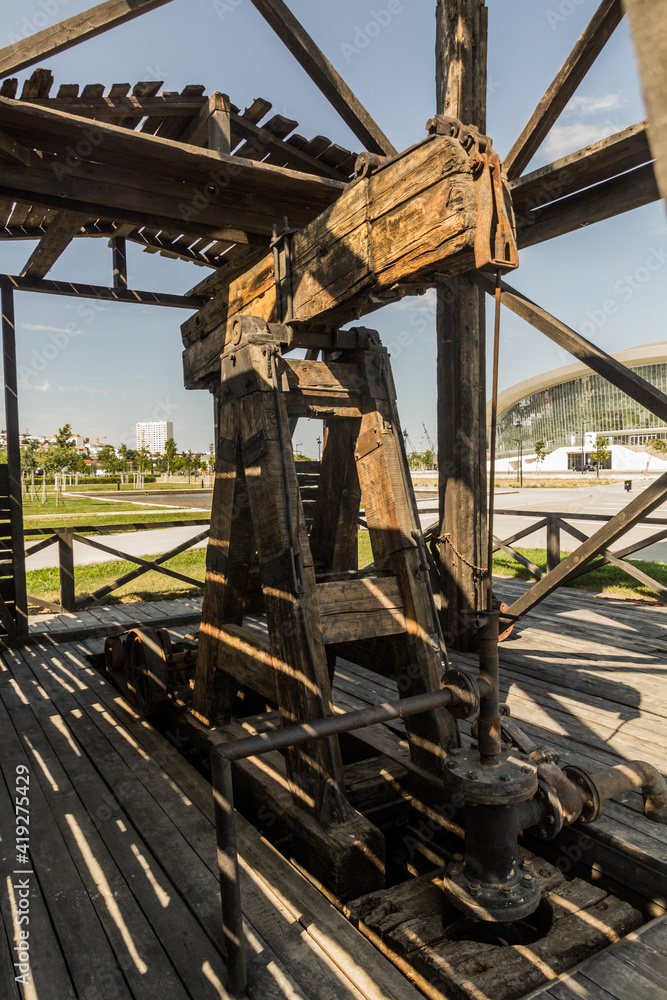 The world's first industrially drilled oil well from 1846 located in Baku, Azerbaijan
