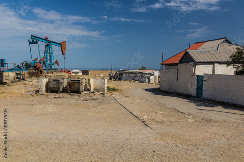 Oil derrick in Baku suburbs, Azerbaijan