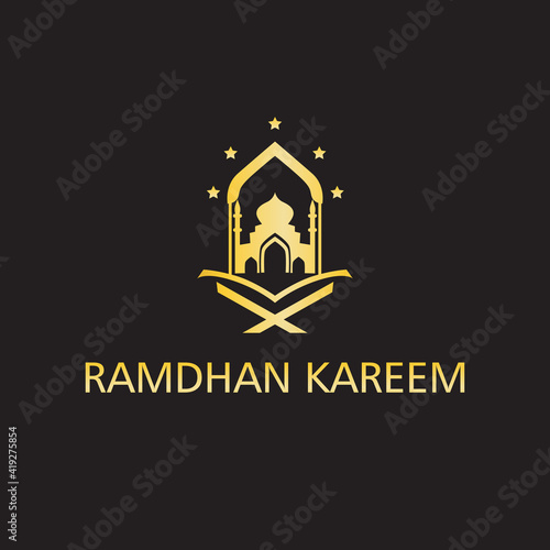 gold color mosque shape logo design. logos for ramadan and eid.