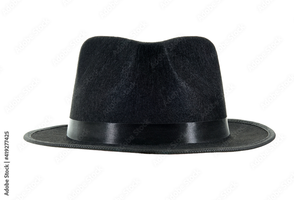 Michael Jackson black fedora hat isolated on a white background. - obrazy, fototapety, plakaty 