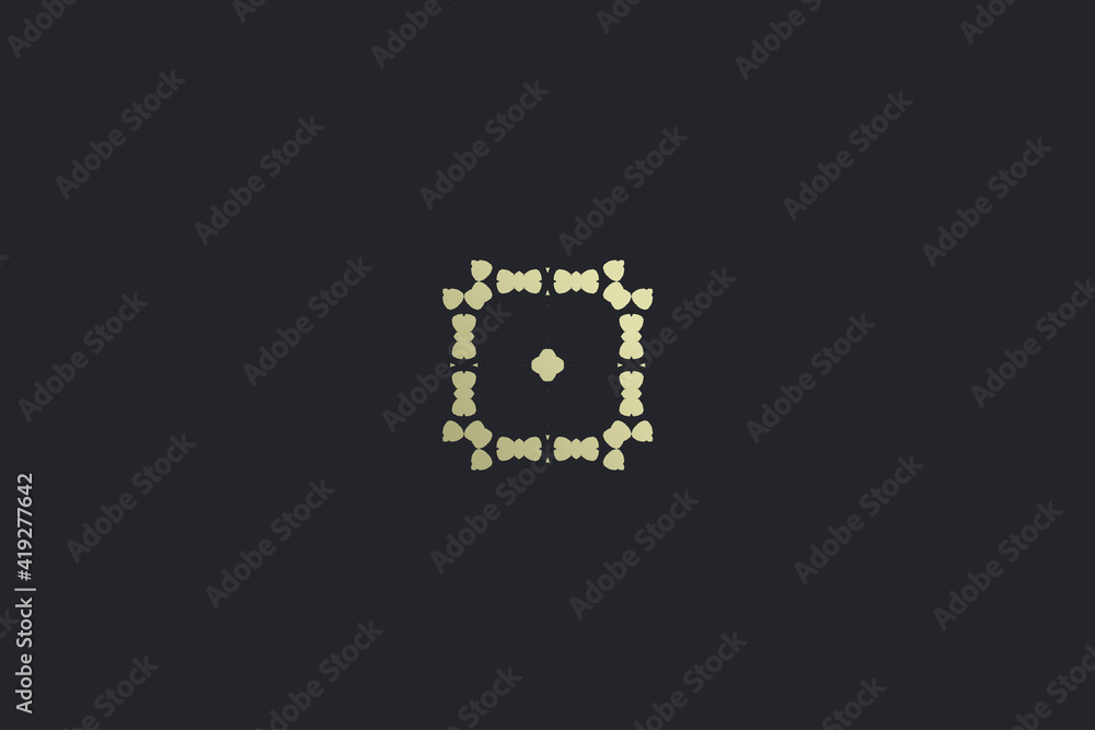 Fototapeta premium Abstract Gold Luxury Scandanavian Vintage Symbol on Dark Background Logo Template