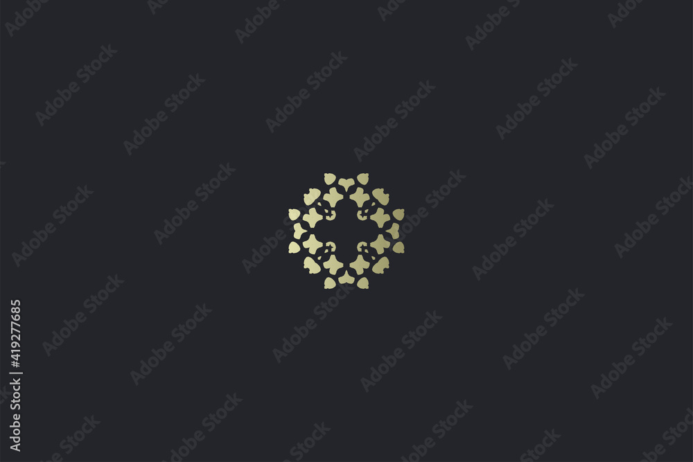 Abstract Gold Luxury Scandanavian Vintage Symbol on Dark Background Logo Template